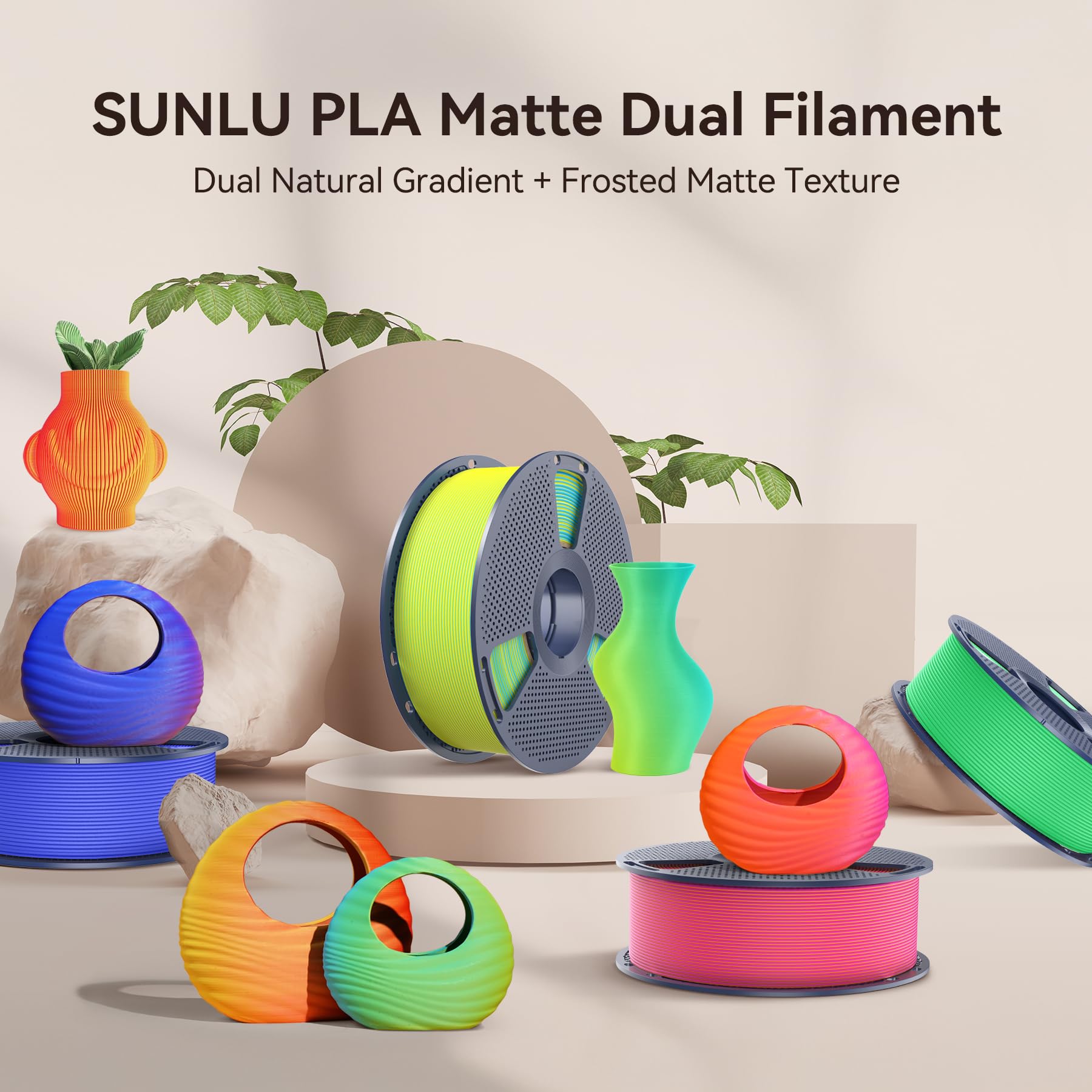 Amazon.com: SUNLU Dual Color PLA 3D Printer Filament, 1.75 mm, 8